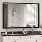40x30 Glossy Black Bathroom Mirror: Modern, Rectangular, Farmhouse Style, Horizontal/Vertical