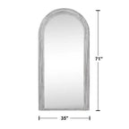 Solid Wood Staircase Style Full-Length Mirror with Angular Blocks and Whitewashed Finish, 180x90x4 cm (Without Stand)