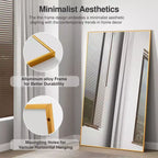 Aluminum Alloy Thin Edge Right Angle Rectangle Gold Full Length Mirror 150x90x2cm (Without Bracket)