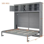 Queen Size Murphy Bed Wall Bed with Top Cabinets & Wine Rack - ModernLuxe