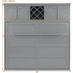 Queen Size Murphy Bed Wall Bed with Top Cabinets & Wine Rack - ModernLuxe