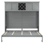Queen Size Murphy Bed Wall Bed with Top Cabinets & Wine Rack - ModernLuxe