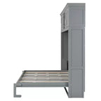 Queen Size Murphy Bed Wall Bed with Top Cabinets & Wine Rack - ModernLuxe