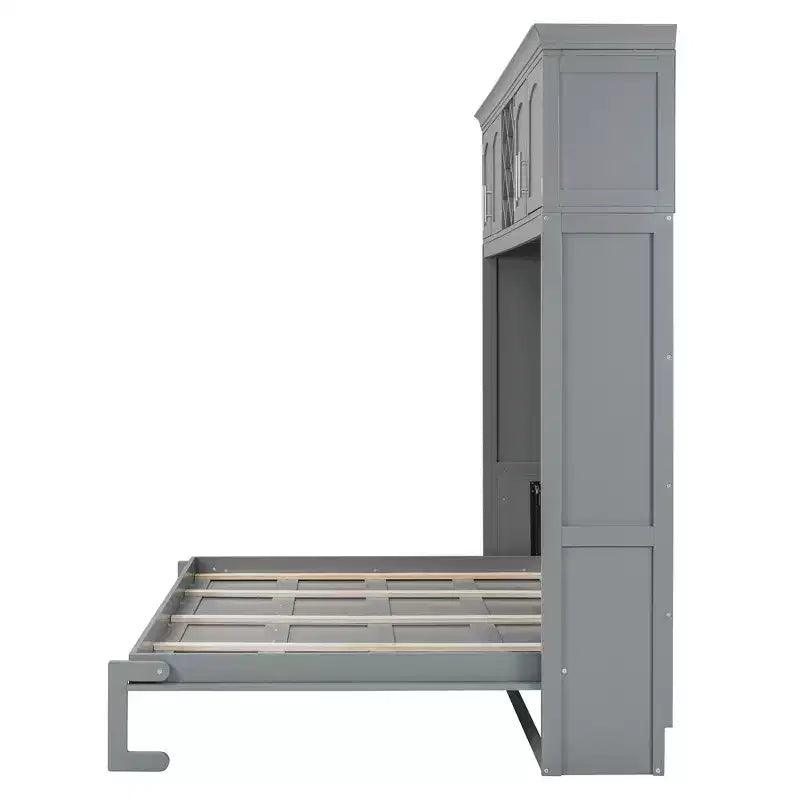 Queen Size Murphy Bed Wall Bed with Top Cabinets & Wine Rack - ModernLuxe