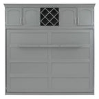 Queen Size Murphy Bed Wall Bed with Top Cabinets & Wine Rack - ModernLuxe
