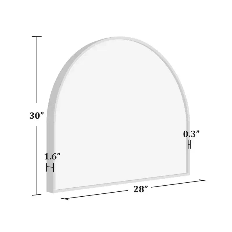 28 x 30 inch Black Wall-mounted Aluminum Straight-Edge Arch Wall Mirror Bathroom Mirror