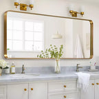 Imitation Electroplated Aluminum Alloy Rounded Rectangular Full-Length Mirror, 180cm x 80cm x 5cm (Deep Mirror - Bracketless)