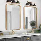 Aluminum Alloy Circular Edge Rectangular Hanging Mirror with Faux Electroplating, 96 x 66 x 5 cm