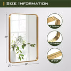 Aluminum Alloy Circular Edge Rectangular Hanging Mirror with Faux Electroplating, 96 x 66 x 5 cm