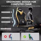 Hoffree Leather Massage Gaming Chair Ergonomic Office PC Chair with Footrest & Adjustable