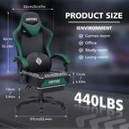 Hoffree Leather Massage Gaming Chair Ergonomic Office PC Chair with Footrest & Adjustable