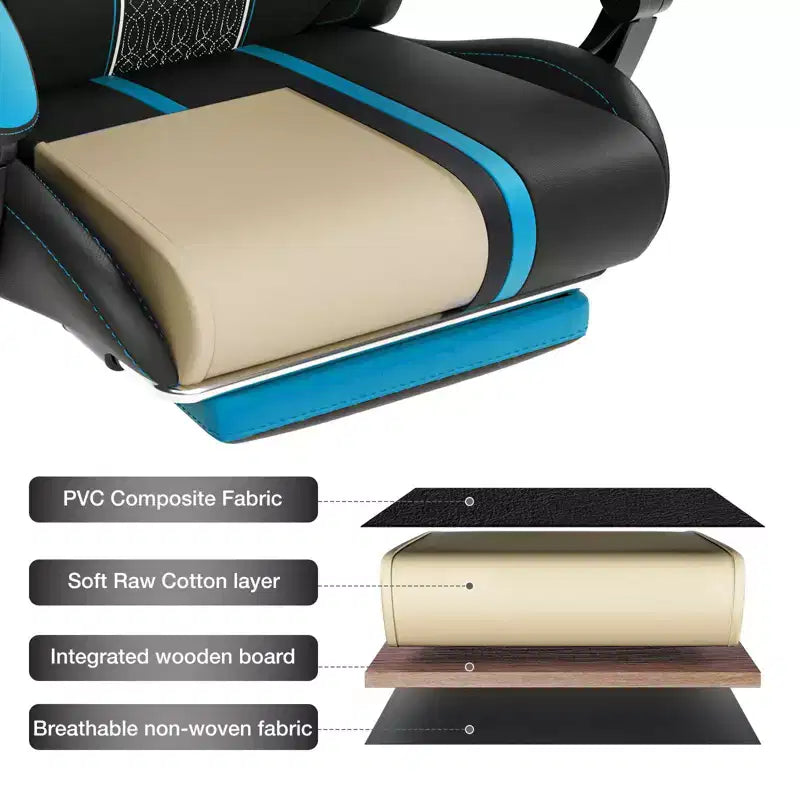 Hoffree Extra Large Massage Gaming Chair Ergonomic Office PC Chair with Bluetooth Speaker & RGB Light