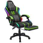 Hoffree Extra Large Massage Gaming Chair Ergonomic Office PC Chair with Bluetooth Speaker & RGB Light