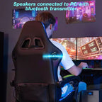 Hoffree Extra Large Massage Gaming Chair Ergonomic Office PC Chair with Bluetooth Speaker & RGB Light