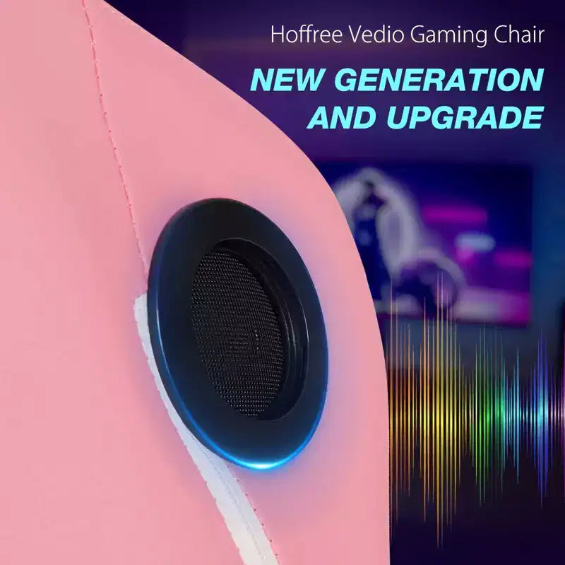 Hoffree Extra Large Massage Gaming Chair Ergonomic Office PC Chair with Bluetooth Speaker & RGB Light