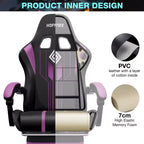 Hoffree Extra Large Massage Gaming Chair Ergonomic Office PC Chair with Bluetooth Speaker & RGB Light