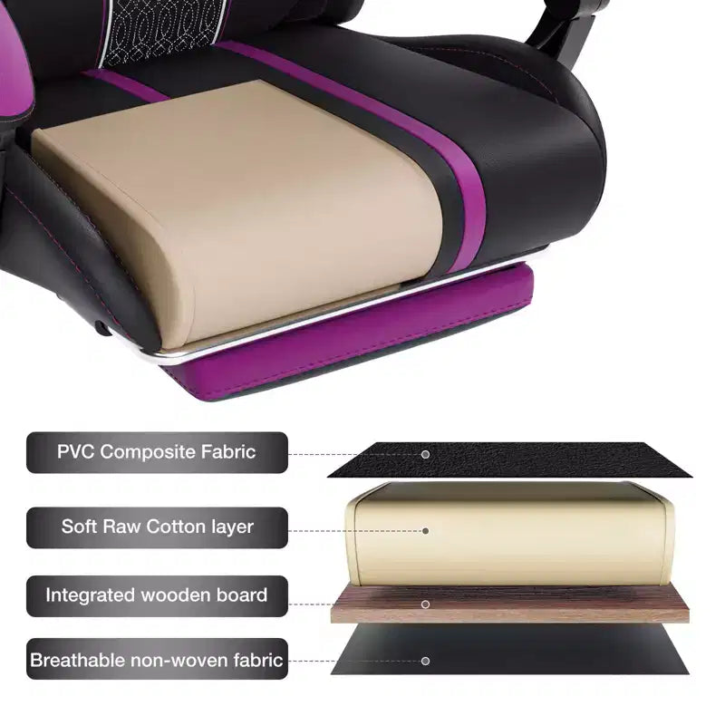 Hoffree Extra Large Massage Gaming Chair Ergonomic Office PC Chair with Bluetooth Speaker & RGB Light