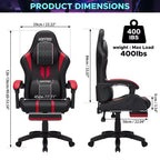 Hoffree Extra Large Massage Gaming Chair Ergonomic Office PC Chair with Bluetooth Speaker & RGB Light