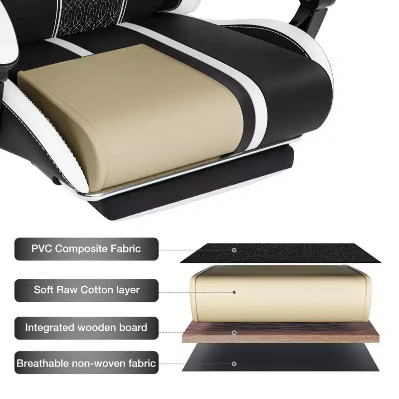 Hoffree Extra Large Massage Gaming Chair Ergonomic Office PC Chair with Bluetooth Speaker & RGB Light