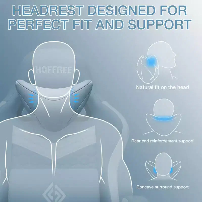 Hoffree Breathable Fabric Massage Gaming Chair Ergonomic Office PC Chair with Footrest & Adjustable