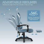 Hoffree Breathable Fabric Massage Gaming Chair Ergonomic Office PC Chair with Footrest & Adjustable