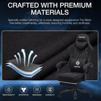Hoffree Breathable Fabric Massage Gaming Chair Ergonomic Office PC Chair with Footrest & Adjustable