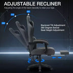 Hoffree Breathable Fabric Massage Gaming Chair Ergonomic Office PC Chair with Footrest & Adjustable