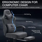 Hoffree Breathable Fabric Massage Gaming Chair Ergonomic Office PC Chair with Footrest & Adjustable