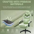 Hoffree Breathable Fabric Massage Gaming Chair Ergonomic Office PC Chair with Footrest & Adjustable
