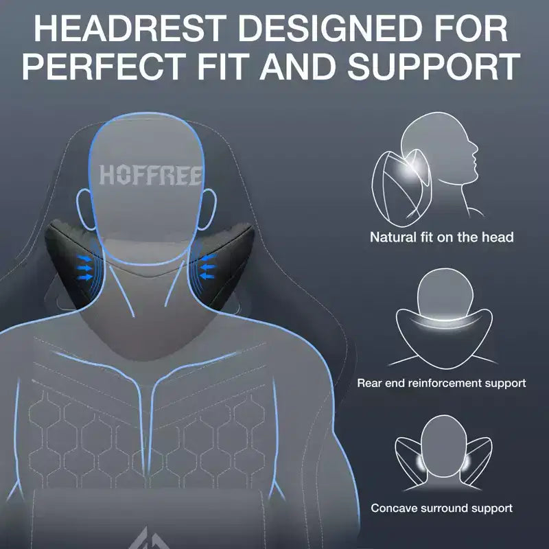 Hoffree Breathable Fabric Massage Gaming Chair Ergonomic Office PC Chair with Footrest & Adjustable