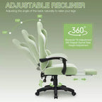 Hoffree Breathable Fabric Massage Gaming Chair Ergonomic Office PC Chair with Footrest & Adjustable