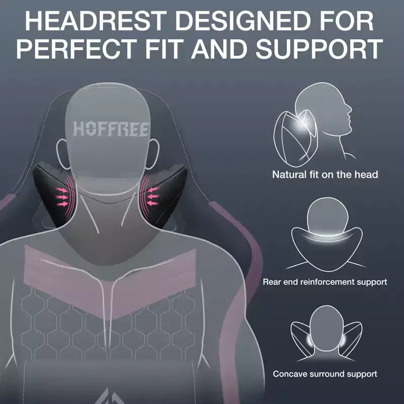 Hoffree Breathable Fabric Massage Gaming Chair Ergonomic Office PC Chair with Footrest & Adjustable