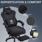 Hoffree Breathable Fabric Massage Gaming Chair Ergonomic Office PC Chair with Footrest & Adjustable