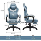 Hoffree Breathable Fabric Massage Gaming Chair Ergonomic Office PC Chair with Bluetooth Speaker & Footrest