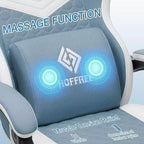 Hoffree Breathable Fabric Massage Gaming Chair Ergonomic Office PC Chair with Bluetooth Speaker & Footrest