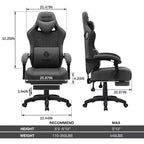 Hoffree Breathable Fabric Massage Gaming Chair Ergonomic Office PC Chair with Bluetooth Speaker & Footrest