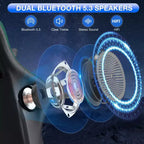 Hoffree Leather Massage Gaming Chair Ergonomic Office PC Chair with Bluetooth Speaker & Footrest