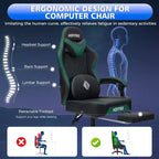 Hoffree Leather Massage Gaming Chair Ergonomic Office PC Chair with Bluetooth Speaker & Footrest