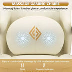 Hoffree Leather Massage Gaming Chair Ergonomic Office PC Chair with Bluetooth Speaker & Footrest