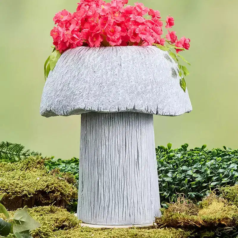 The Lakeside Collection Mushroom Planter Gray Large Medium or Small Garden
