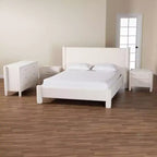 Baxton Studio Laria Modern White Teddy-Bear Fabric 4-Piece Bedroom Set