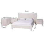 Baxton Studio Laria Modern White Teddy-Bear Fabric 4-Piece Bedroom Set