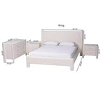 Baxton Studio Laria Modern White Teddy-Bear Fabric 4-Piece Bedroom Set