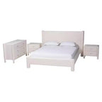 Baxton Studio Laria Modern White Teddy-Bear Fabric 4-Piece Bedroom Set