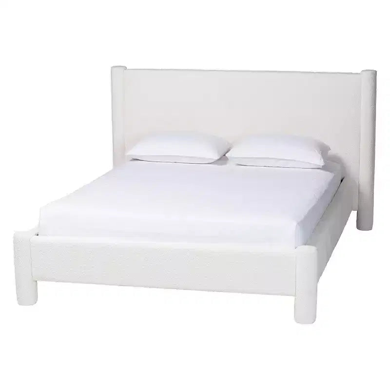 Baxton Studio Laria Modern White Teddy-Bear Fabric 4-Piece Bedroom Set