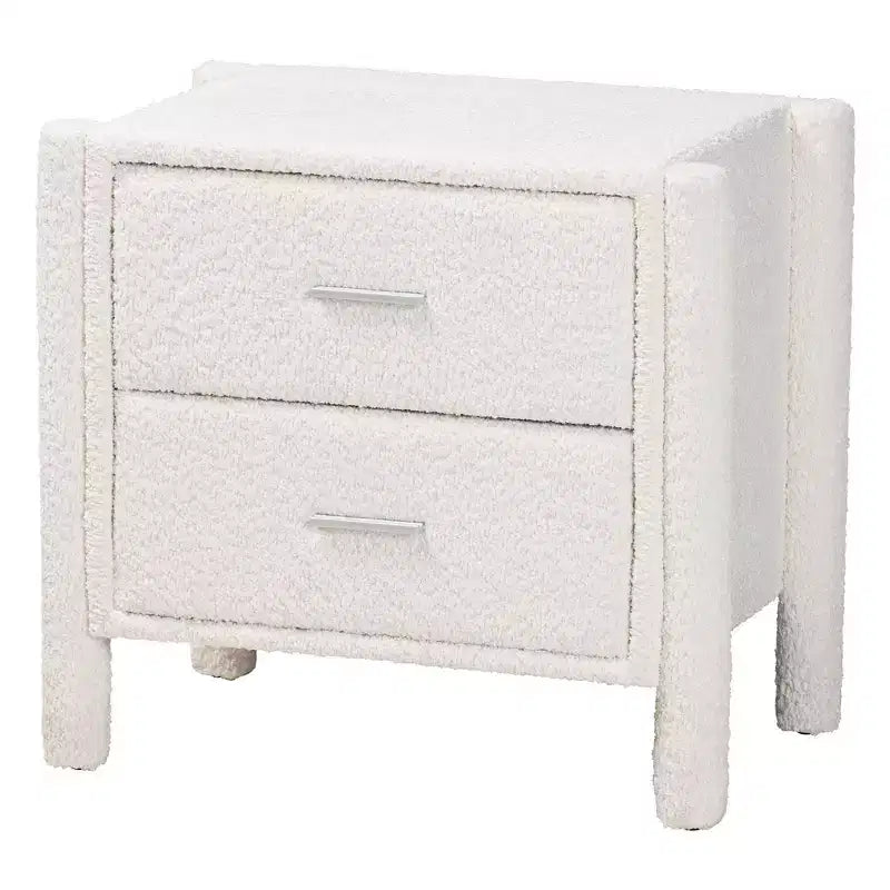Baxton Studio Laria Modern White Teddy-Bear Fabric 4-Piece Bedroom Set