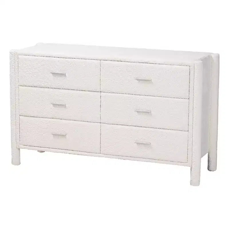 Baxton Studio Laria Modern White Teddy-Bear Fabric 4-Piece Bedroom Set