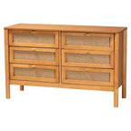 Baxton Studio Jenn Golden Brown Wood Japandi 3-Piece Storage Set with Distressed-Finished Rattan