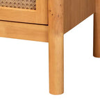 Baxton Studio Jenn Golden Brown Wood Japandi 3-Piece Storage Set with Distressed-Finished Rattan