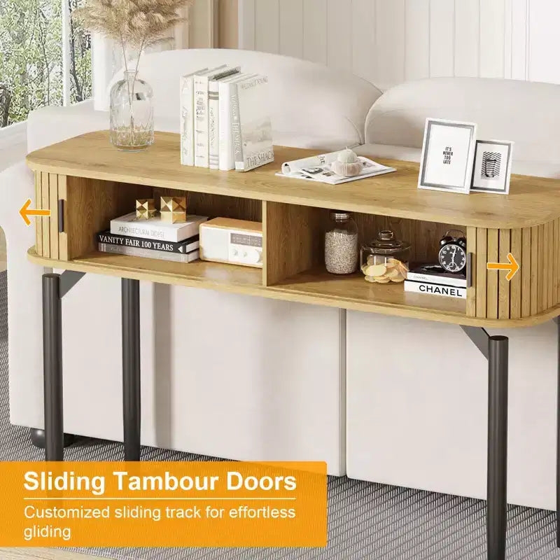 Console Table with Storage,Wood Sofa Table with Sliding Door,Entryway Table for Living Room,Couch,Hallway,Foyer